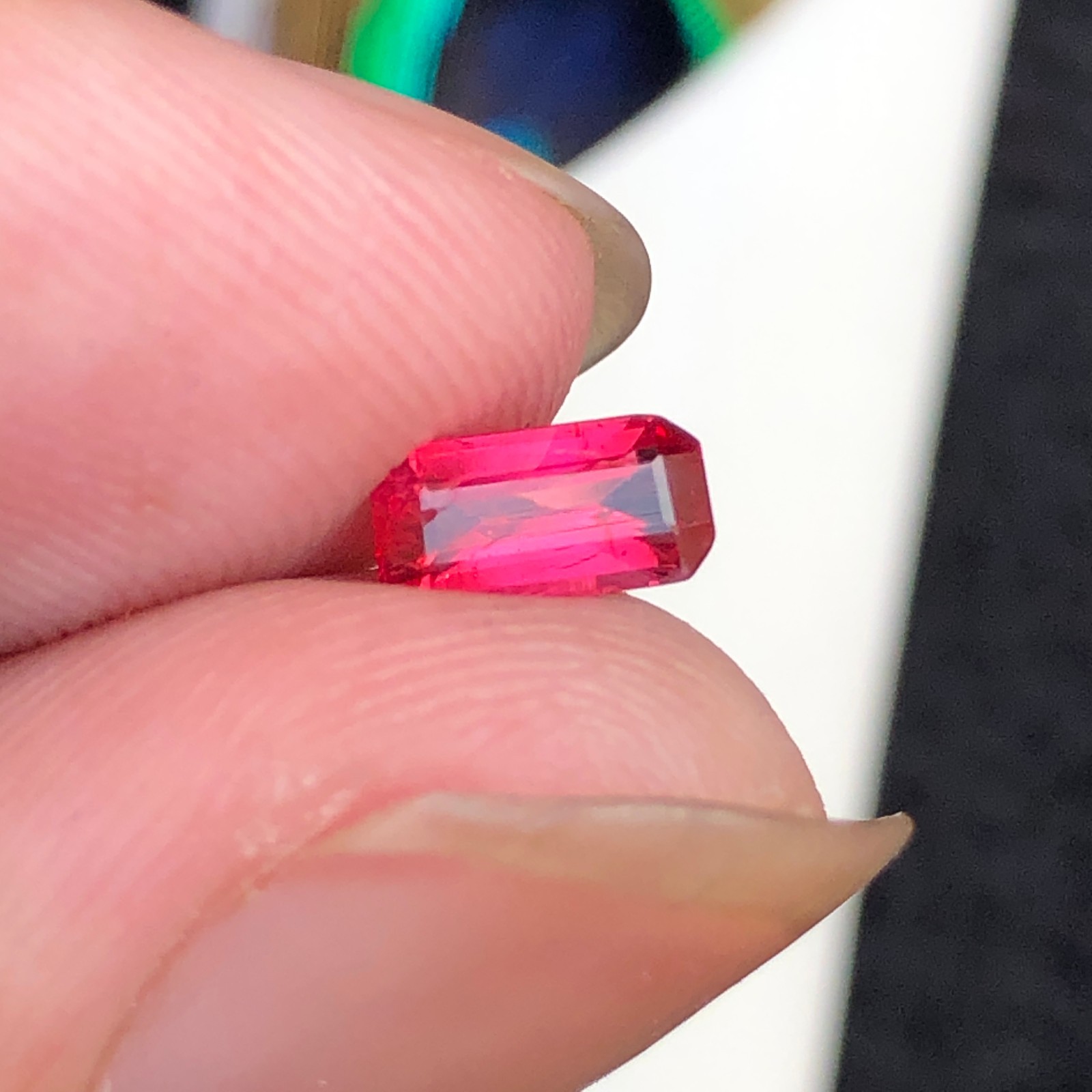 0.57 Carat Natural Emerald Cut Pinkish Red Spinel Loose Gemstone From Burma