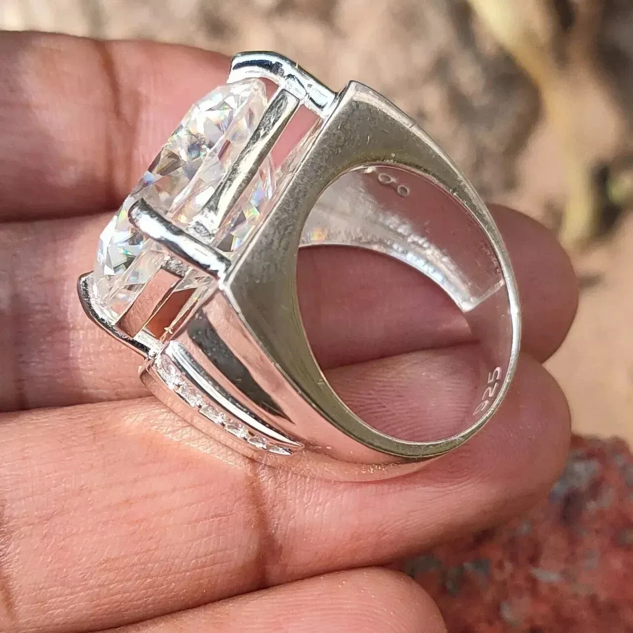 HUGE 26 Ct Certified Round White Diamond Solitaire Ring 925 Silver