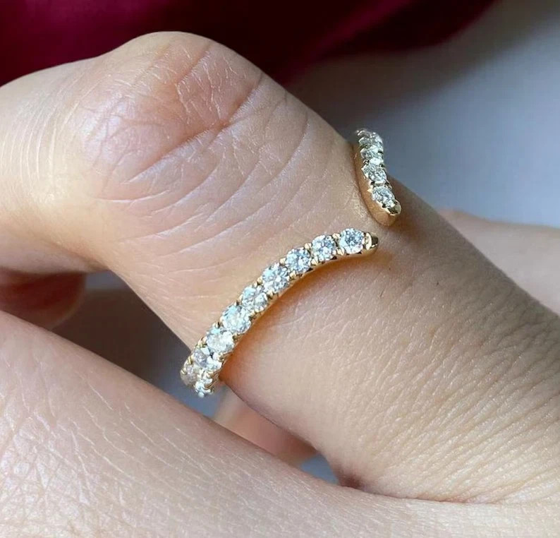 1.00Ct Lab Created Moissanite V shape Wedding Band Ring 14K Yellow Gold Plated
