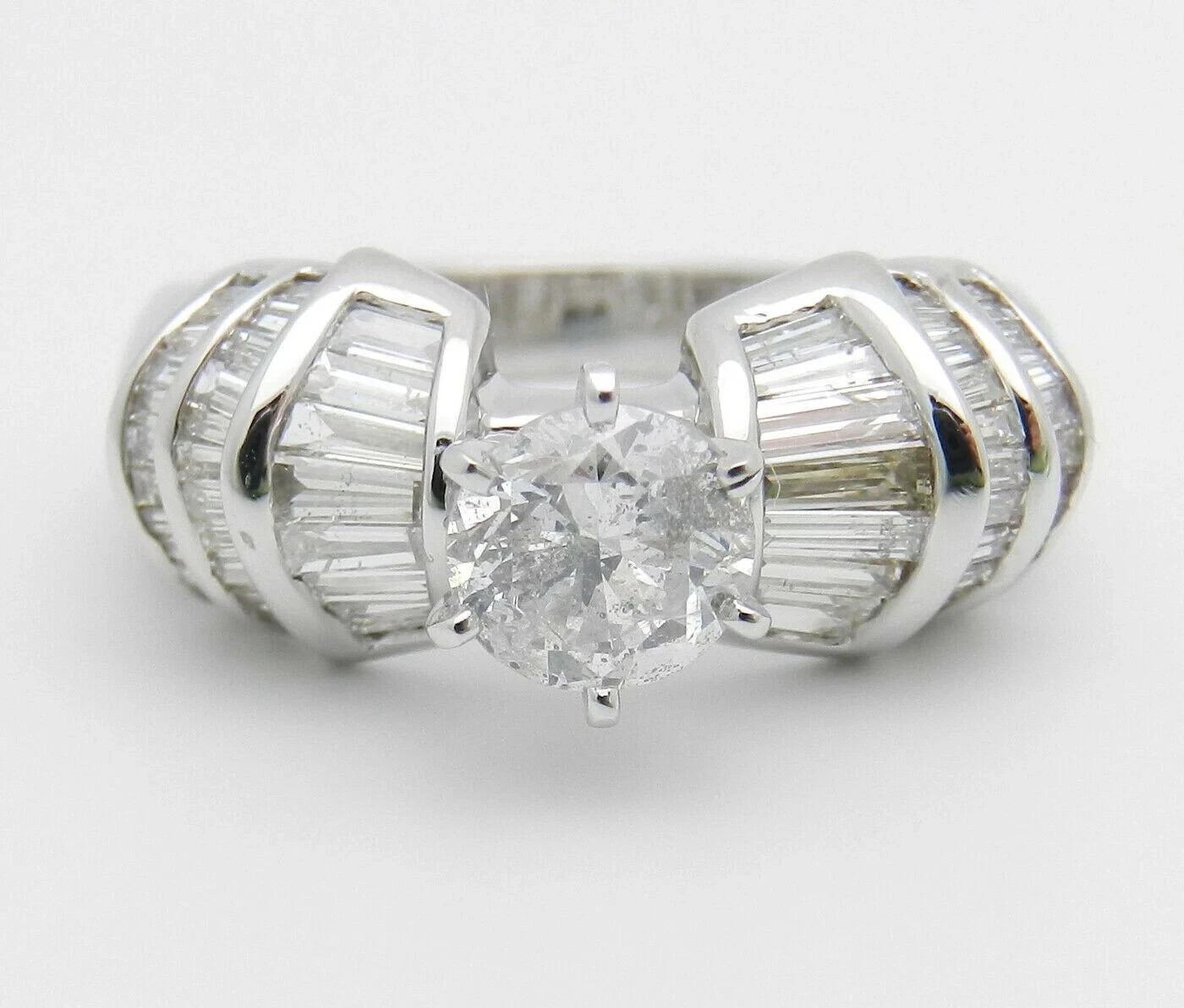 3Ct Round Cut Lab Created Diamond Engagement Wedding Ring 14K White Gold Finish