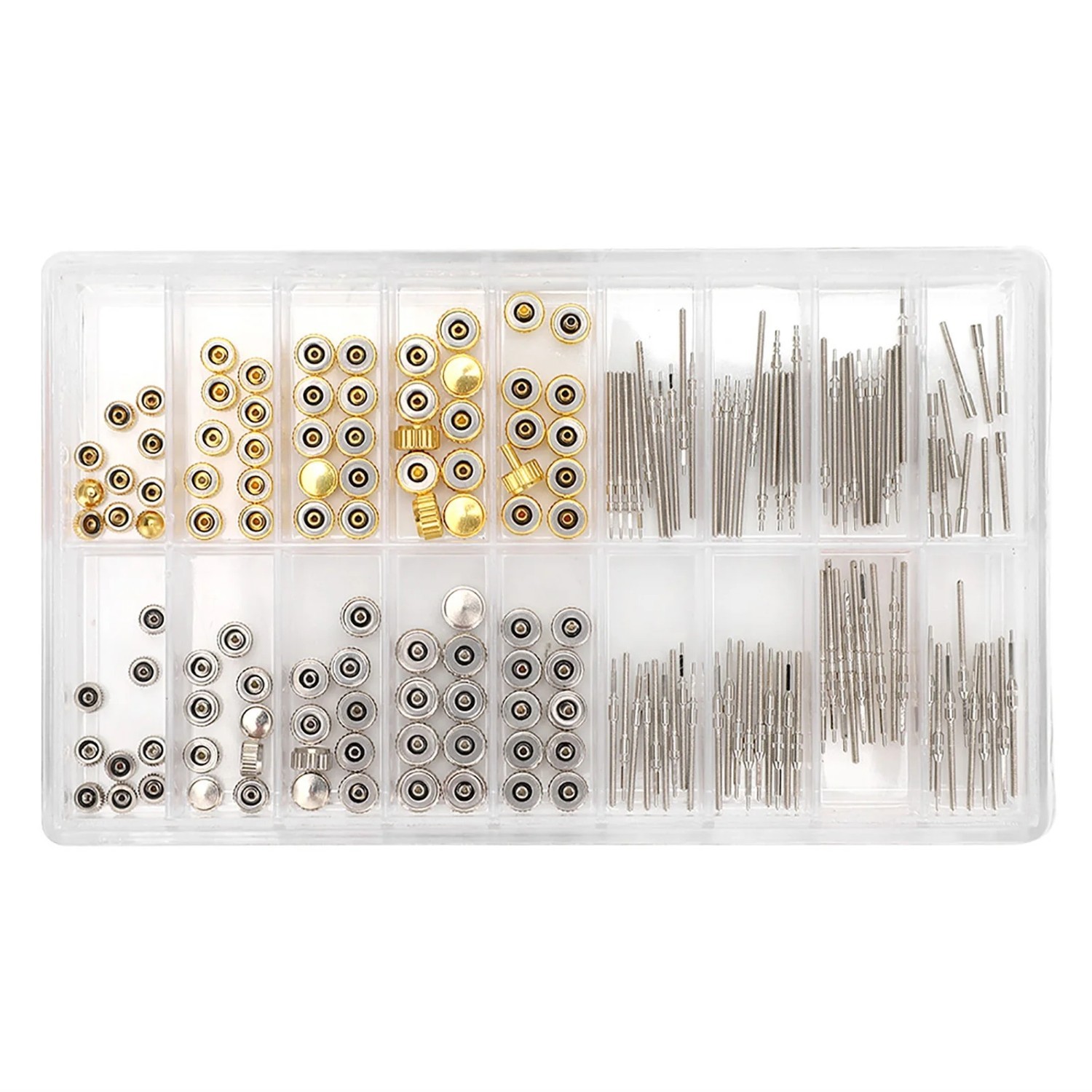 Assorted Watch Stem Extender & Crowns Repair Replacement Accessory Tool Box kit
