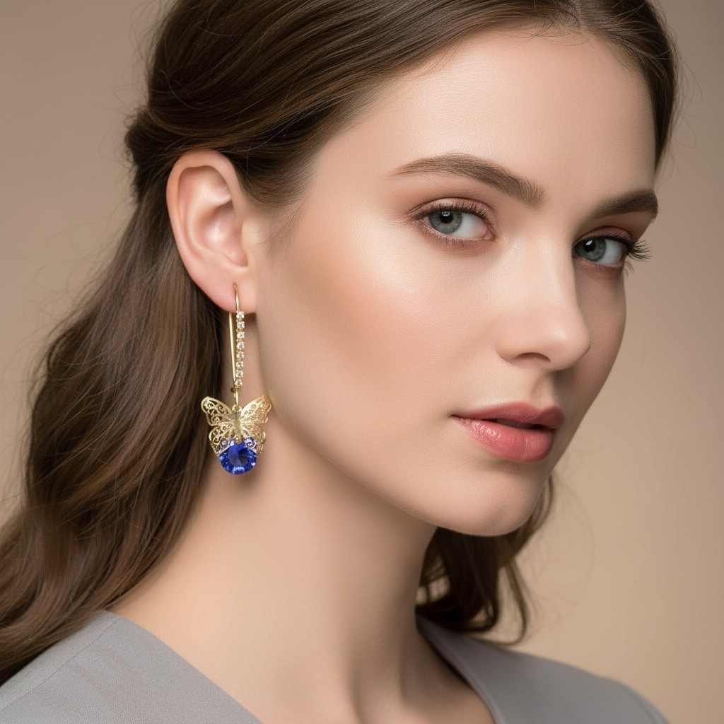 US Seller Betsey Johnson CZ Butterfly Dangle Earrings