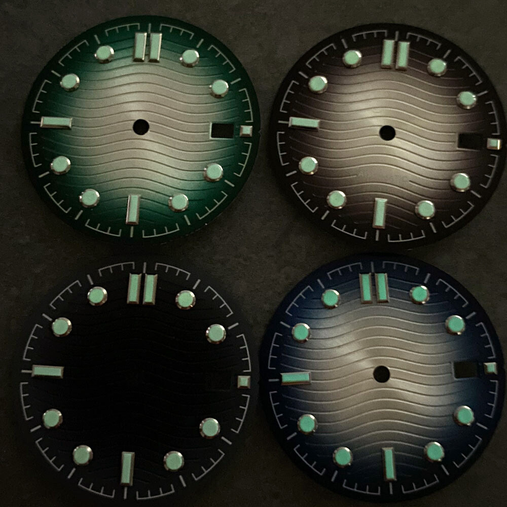 New 31mm Wave Textured Watch Dial With Date Window Fit NH35 NH36 NH38 Movement