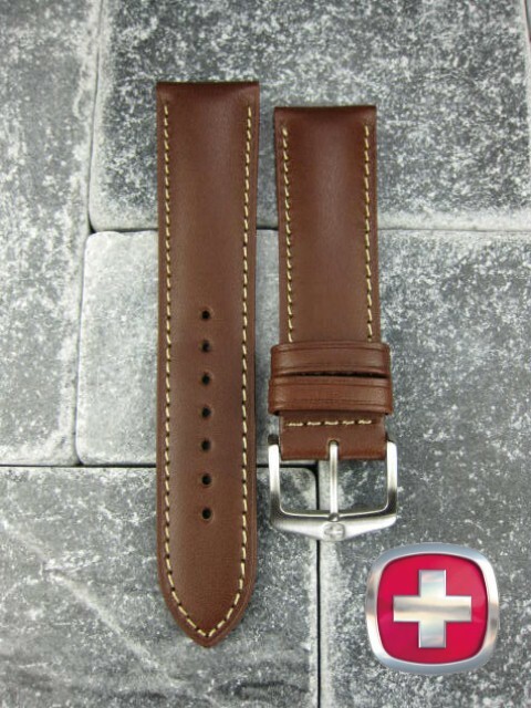 18mm VICTORINOX SWISS ARMY Dark Brown CALF LEATHER STRAP CAVALRY BAND 3 Stitch