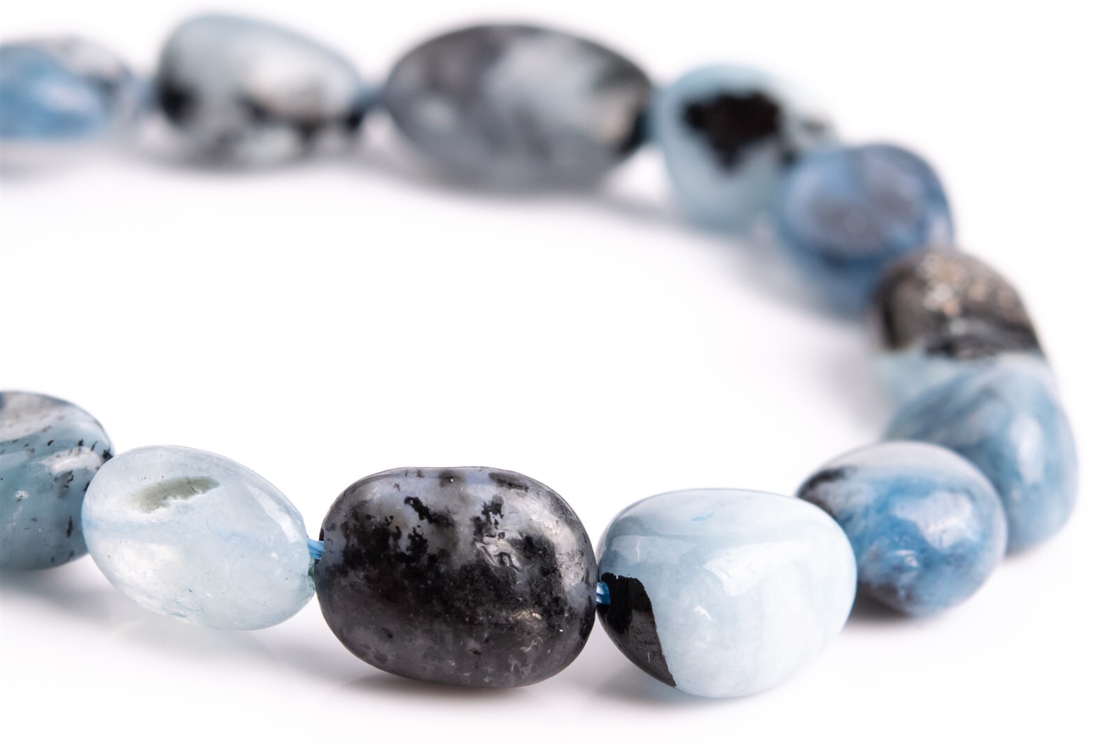 8x5MM Blue Aquamarine Pebble Chips Grade A Genuine Natural Gemstone Loose Beads