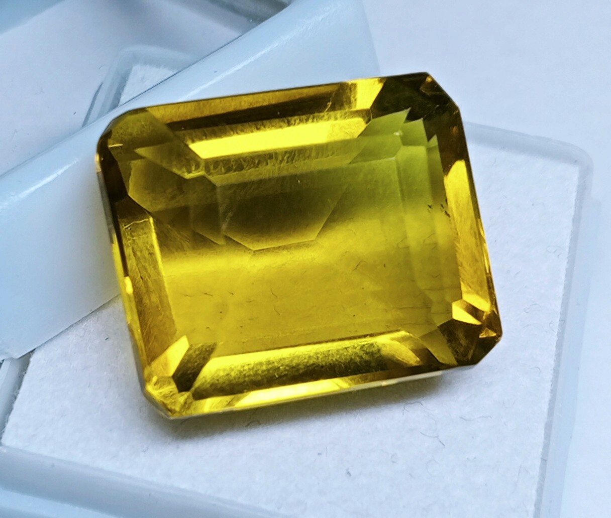 Natural Brazilian Emerald Cut Yellow Topaz Certified 22.65 Ct Loose Gemstone