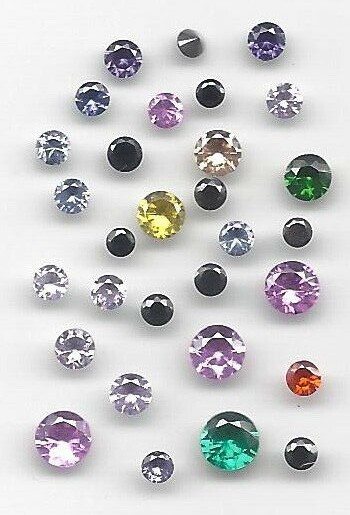 Cubic Zirconia Round / Various Colours Fac – 1mm to 4mm – Approx 30 Pk – LT12