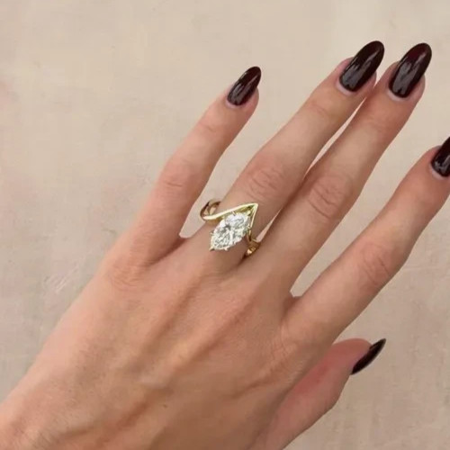 3.50Ct Marquise-Cut Lab Grown Diamond Solitaire Bridal Ring Set 14K Yellow Gold