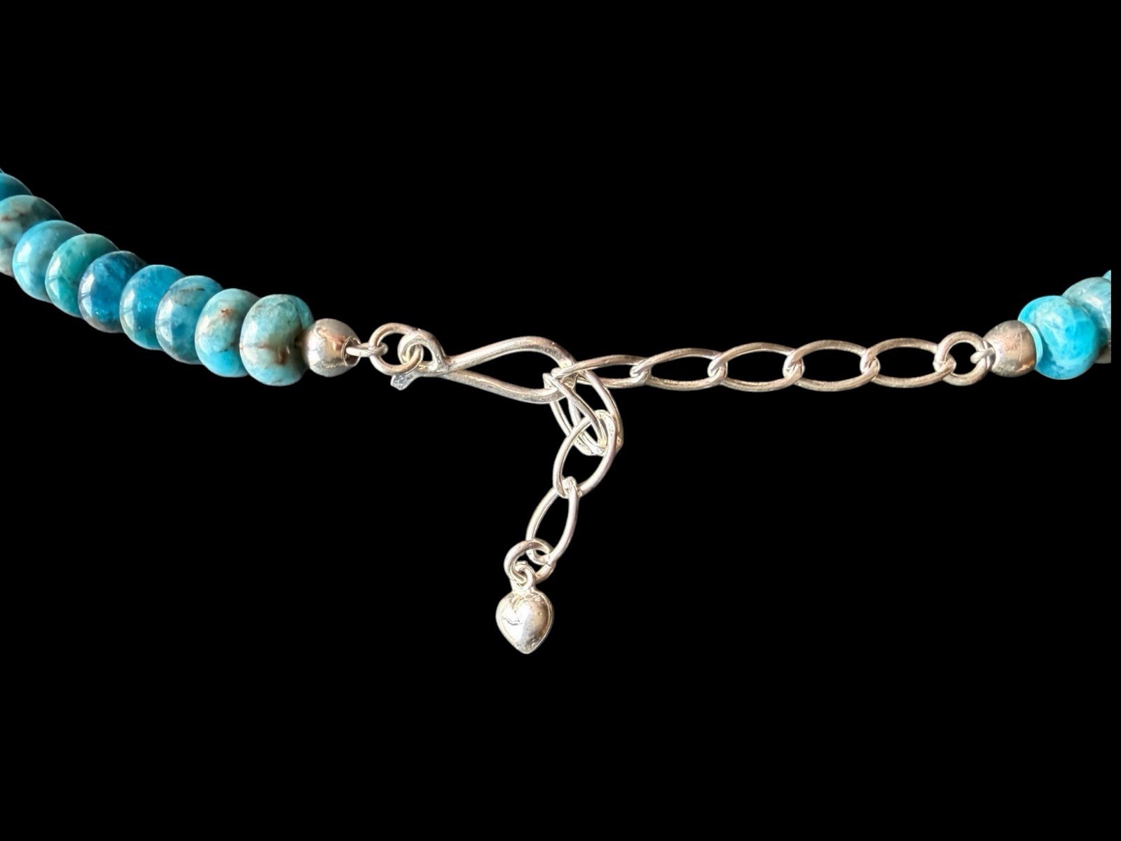 Signed Jay King DTR Sterling Silver Blue Apatite Pendant Beaded Necklace