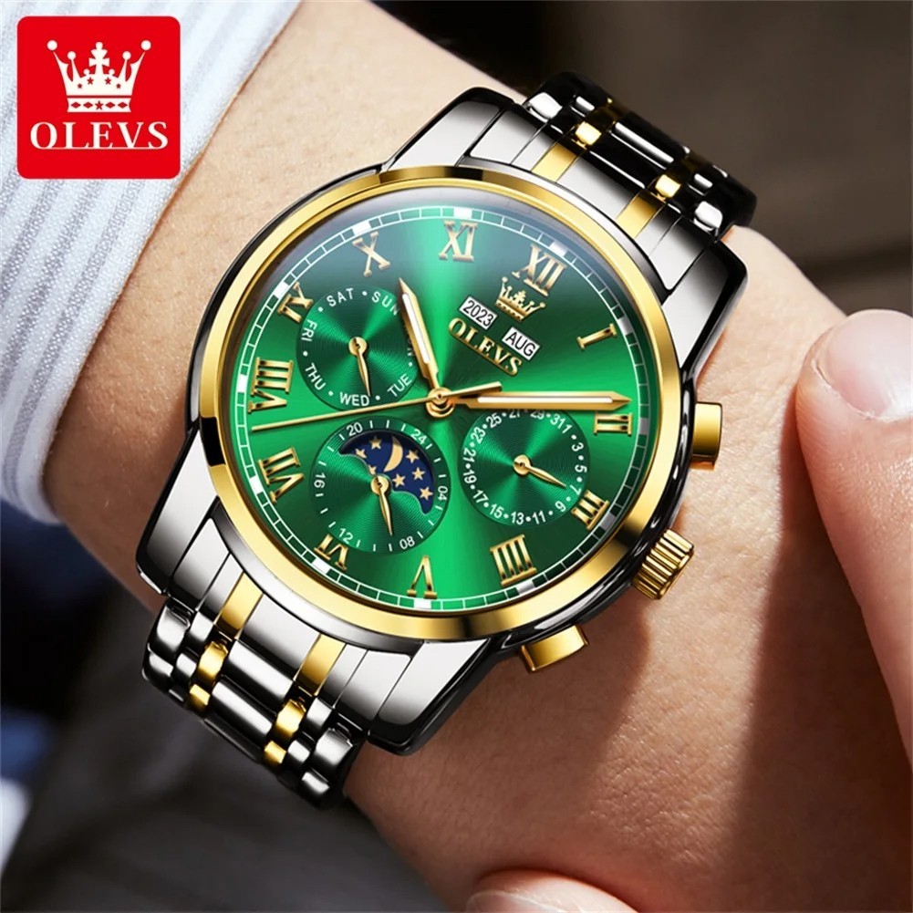 Automatic Mechanical Waterproof Watch Moon Phase Luxury Dial Men’s Men Strap