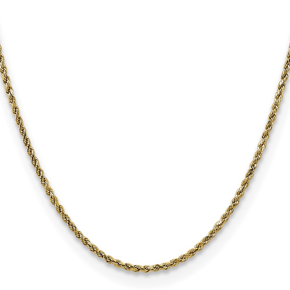 14K Yellow Gold 2.25mm Semi Solid Diamond-cut Rope Chain Necklace 22″ 3.29gm