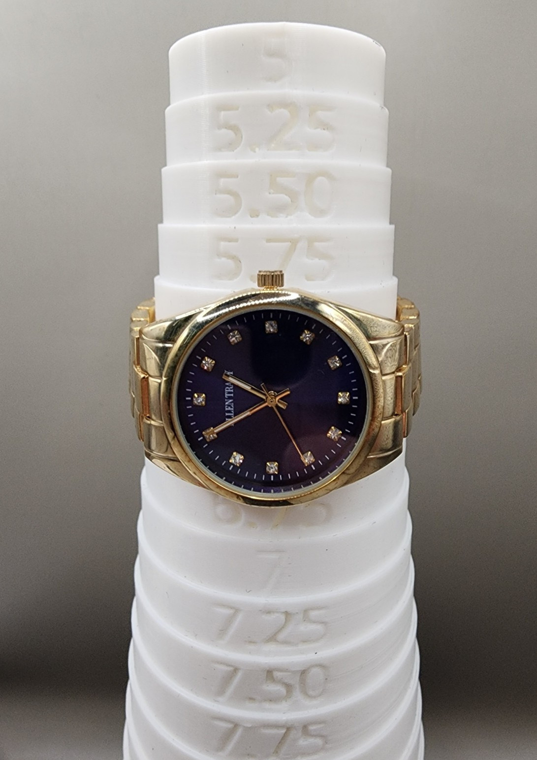 Ellen Tracy Women’s Gold Tone Watch Blue Sunray Dial Crystal Markers ET5198GDNV