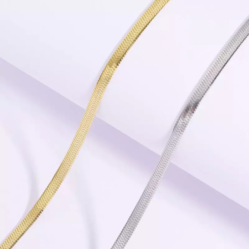Stainless Steel Herringbone Gold Plated 2mm to 5mm 18″ 20″ 24″ Chain Necklace