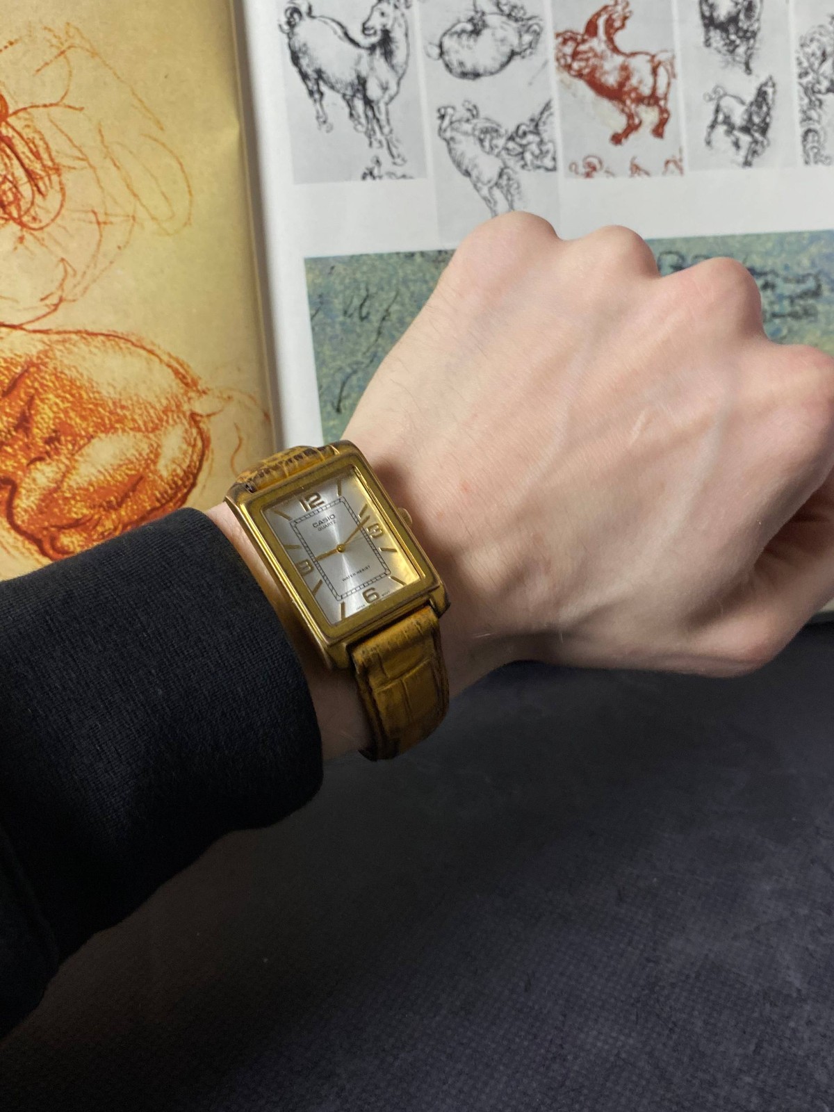 Casio MTP-1234 Gold Tank Watch Square Roman Dial retro vintage