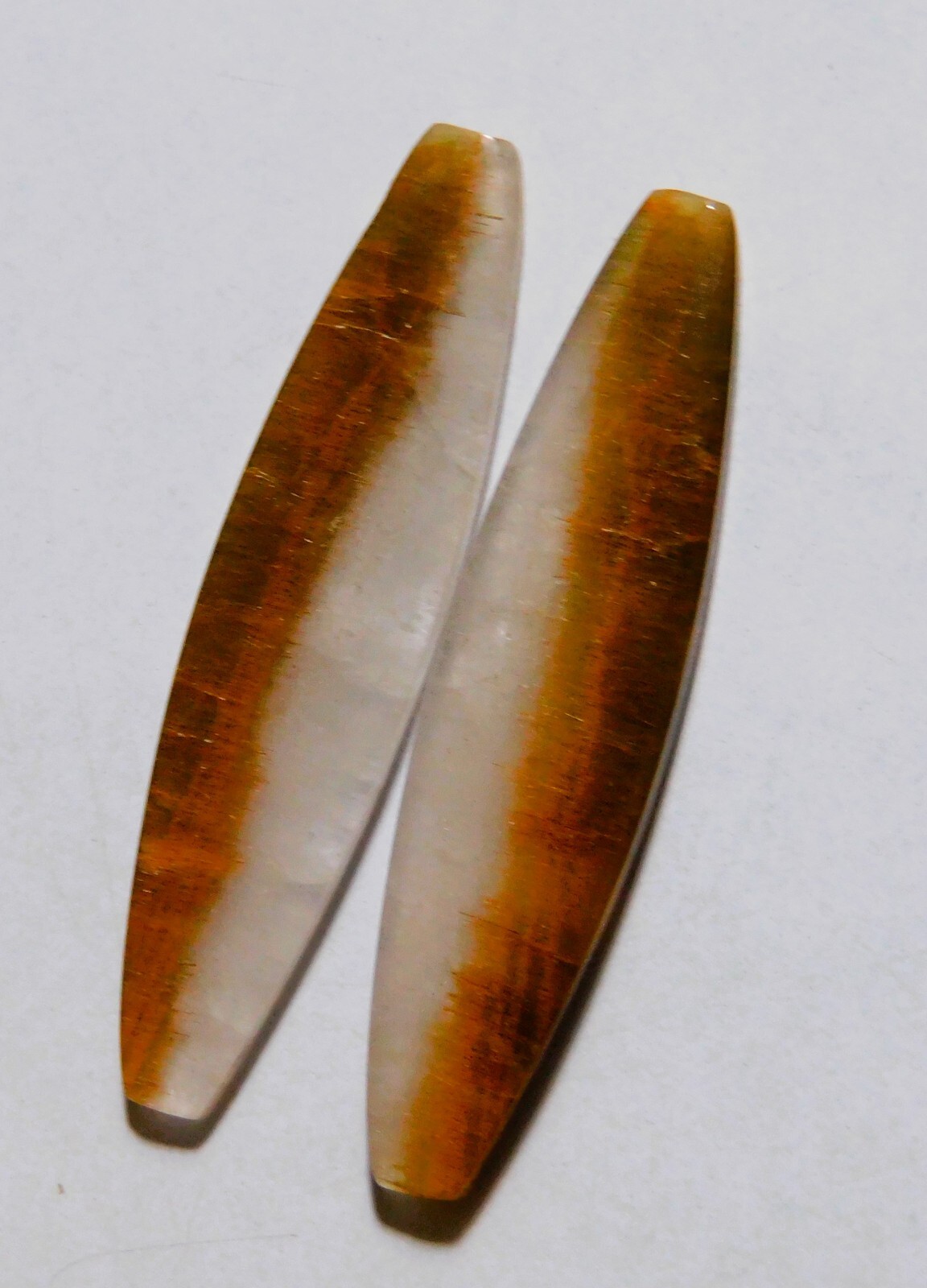 26.45 Cts Natural Cacoxenite Rutile Quartz Cabochon Pair Gemstone 44.5X10.6MM