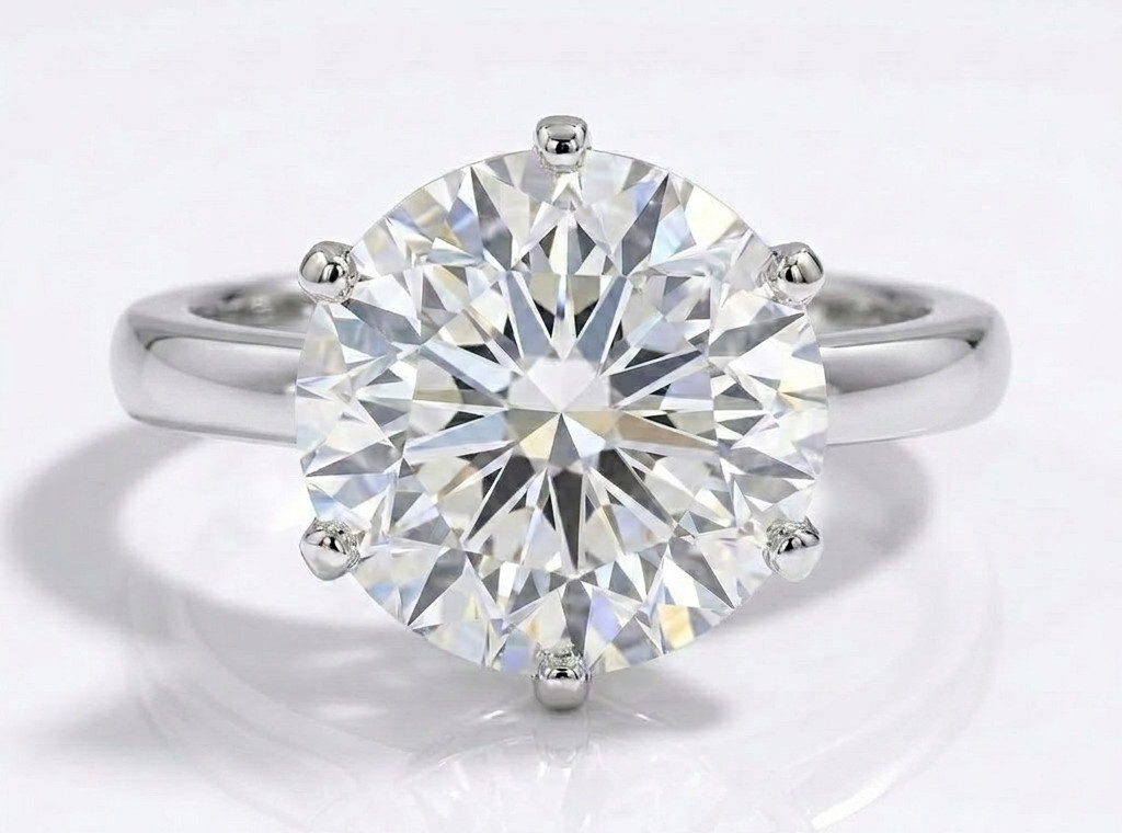 5.00 Ct Certified Round Cut White Natural Diamond Ring VVS1 White Gold Finish