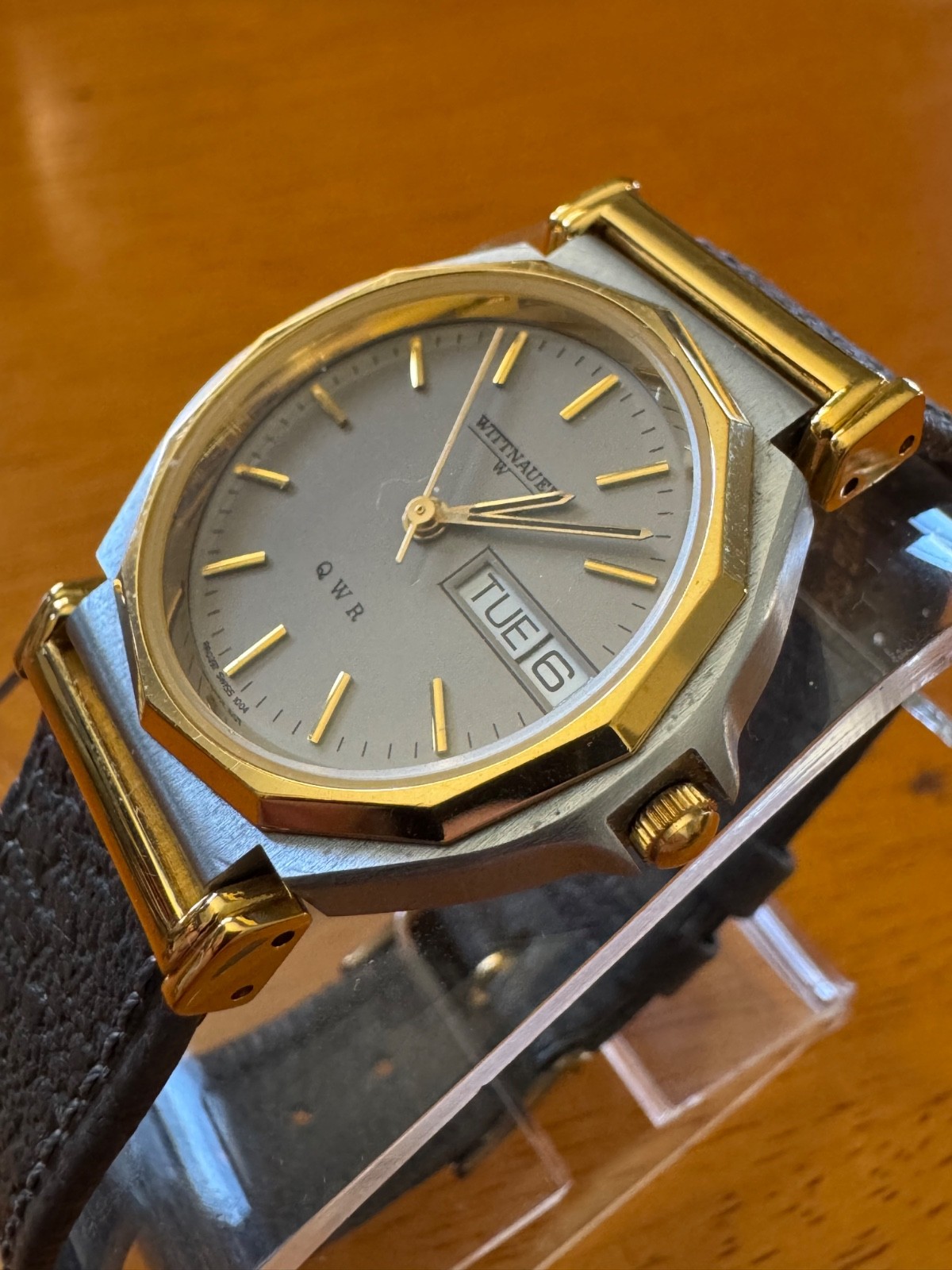 WITTNAEUER LONGINES SWISS MADE “DODECAGON” STYLE BEZEL – 30.5 MM – PIG SKIN BAND