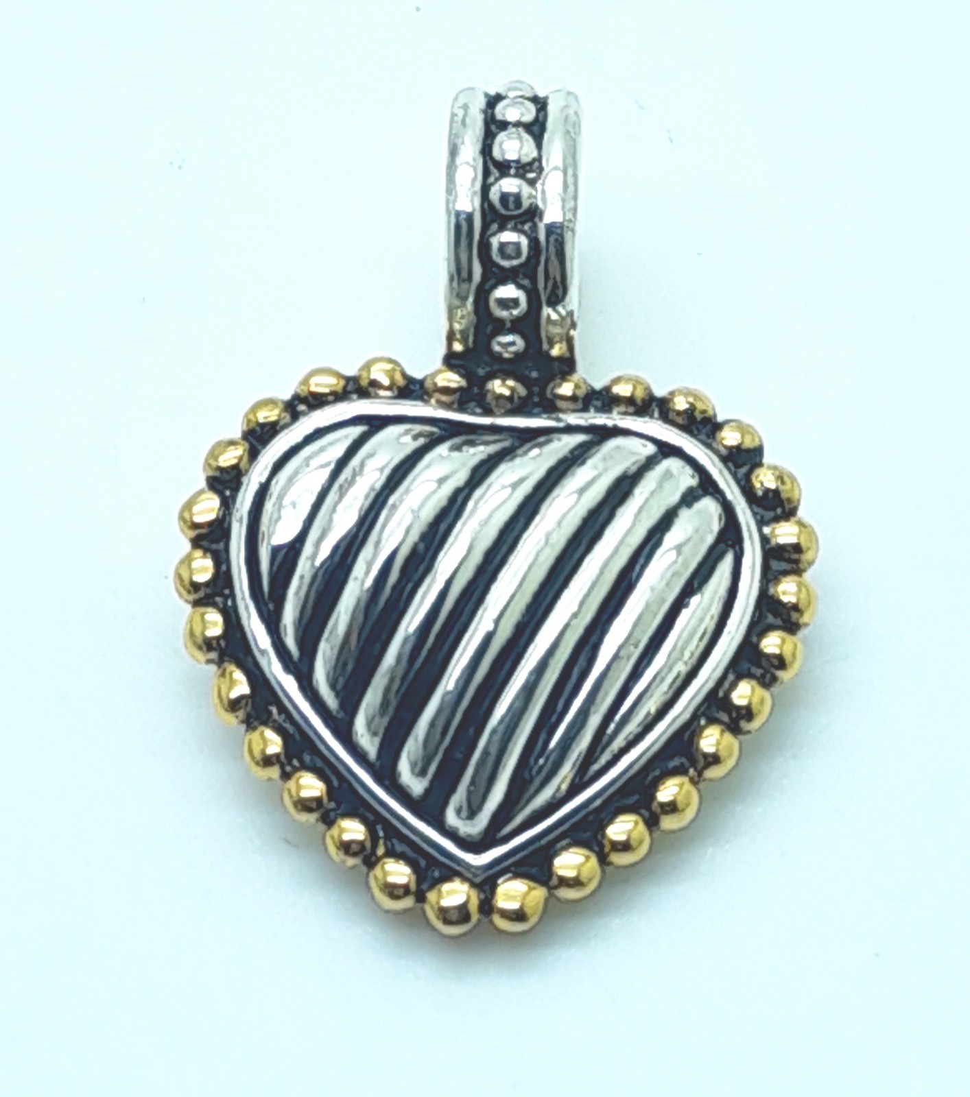 Vintage 3d heart shape black & Silver & gold Dot Texture fashion jewelry Pendant