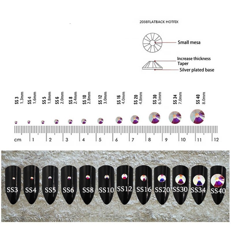 Top quality Crystal AB Rhinestones Flat Back Gems for Nails Clothes Craft Decor