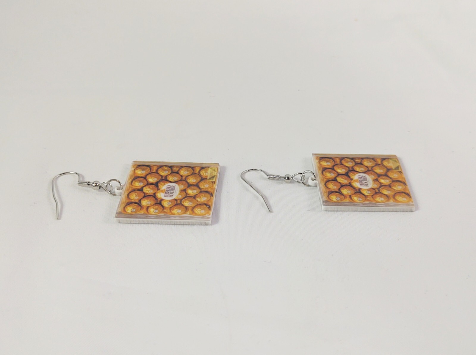 Hook Drop Dangle Pierced Earrings Ferrero Rocher Candy Sweets Costume Jewelry