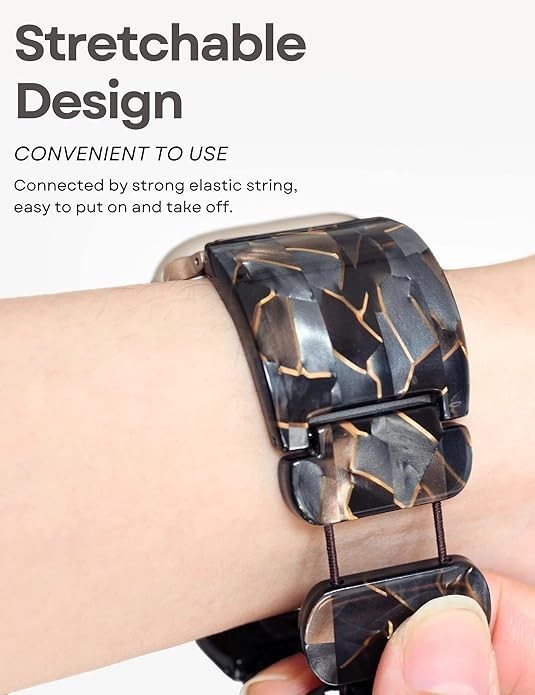Wide Bangle Stretchy Resin Watch Band Compatible with Apple Watch for Women, Tor
