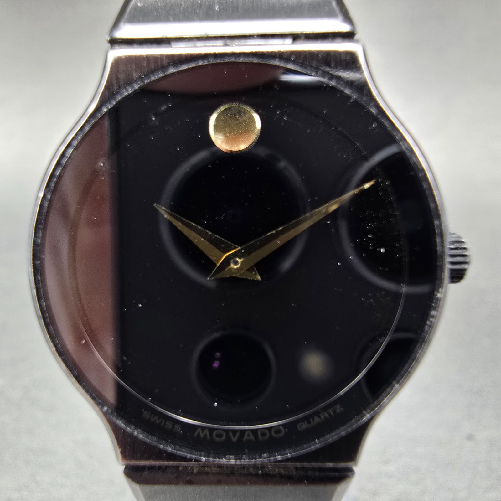 Movado Museum Watch Women 23mm Black Dial Black Tone Round 84-40-881-A New BattY