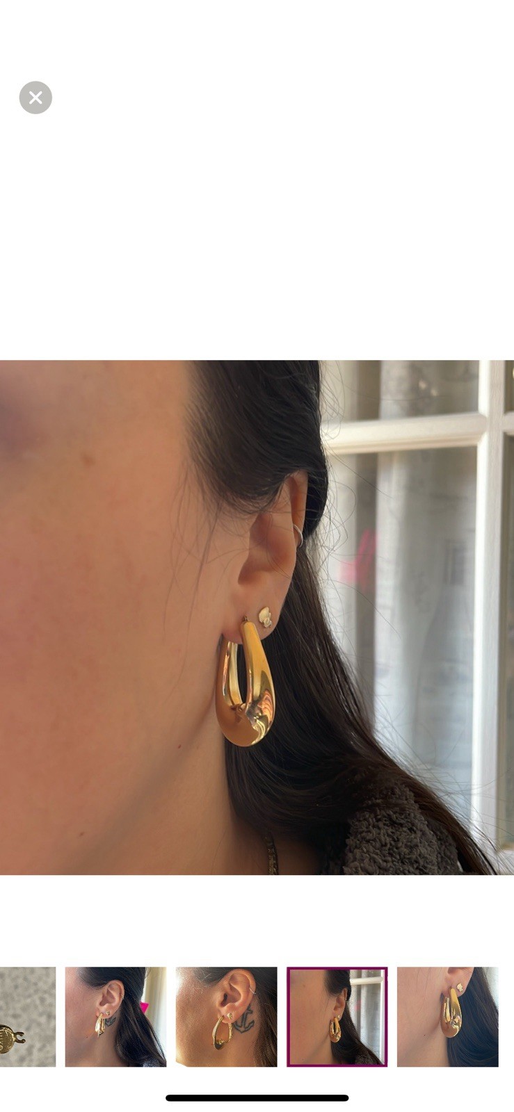 14K Yellow Gold Thick Large Shiny Twist Design Hoop Earrings