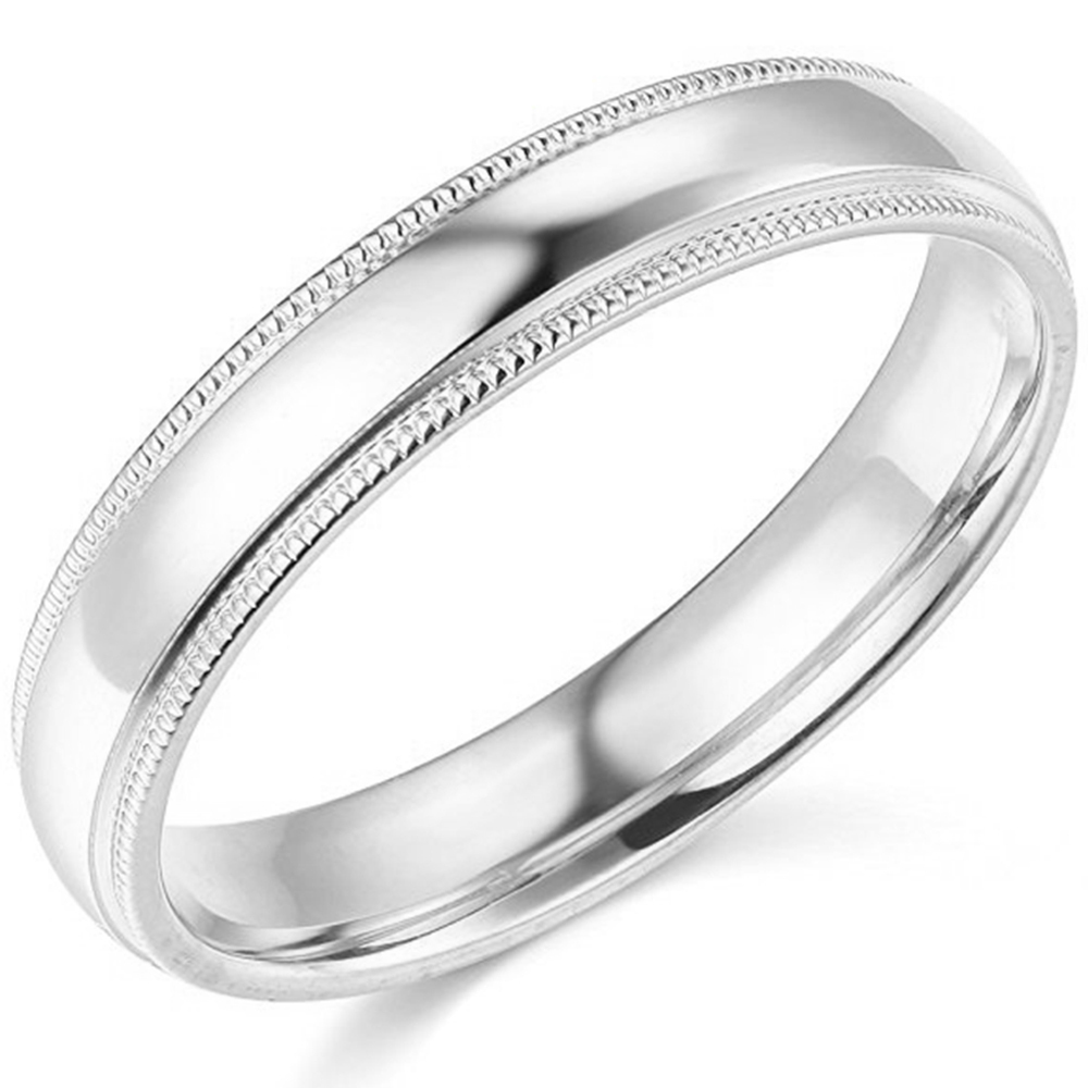 14K White Gold 2mm 3mm 4mm 5mm 6mm Comfort Fit Men Women Milgrain Wedding Band