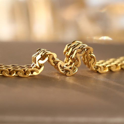 Stainless steel 18K European and American trendy chain woven bracelet