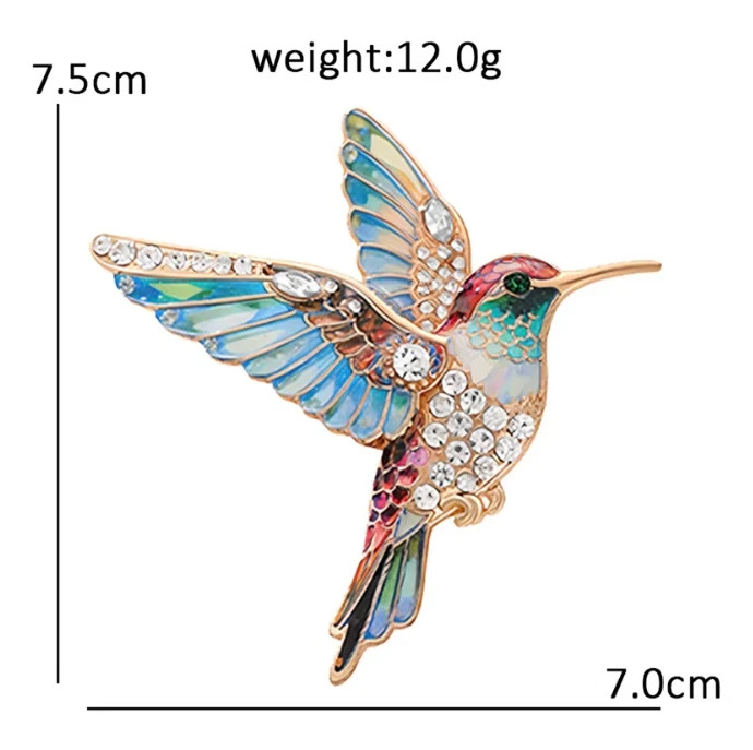 Luxury Rhinestone Hummingbird Brooch Bird Animal Pin Spring Summer Jewelry Gift