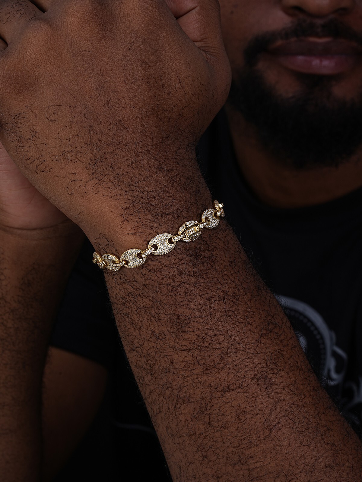 8mm Gucci Link Bracelet 14k Gold Plated Solid 925 Sterling Silver CZ Mariner ICY