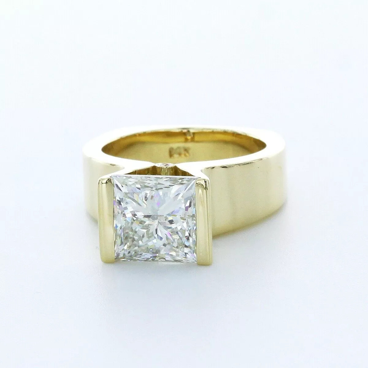 Side Stone Engagement Ring 14K Gold 4.13 Carat Princess Lab-Grown Diamond G VS1