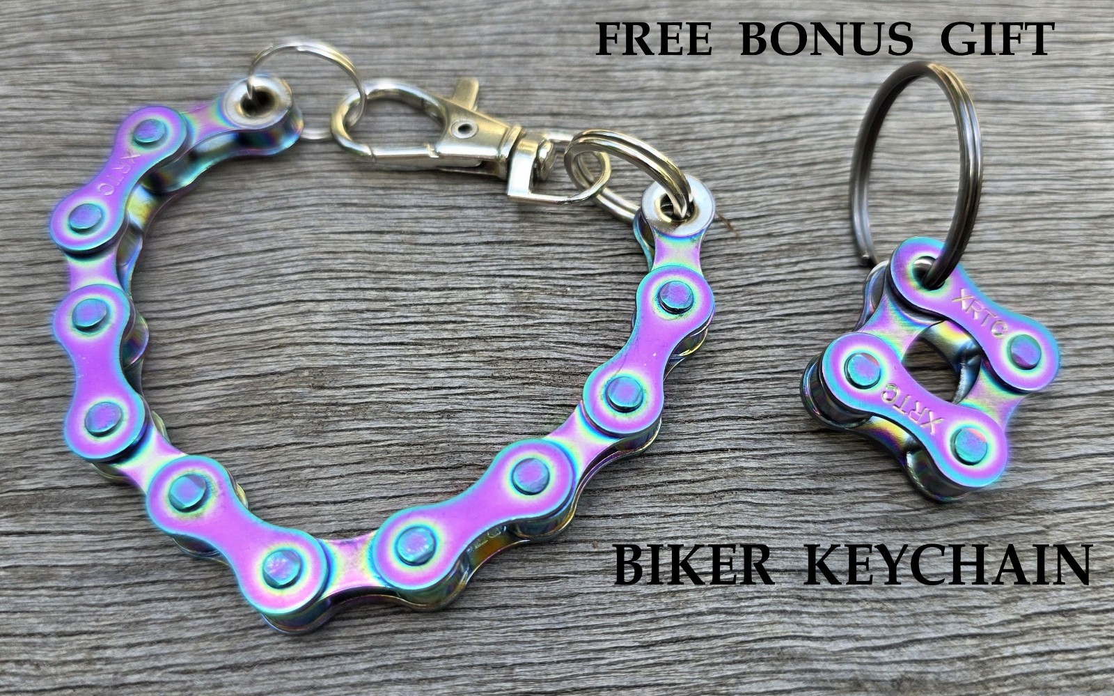 Cyclist Chain Bracelet Men Heavy Duty Industrial Steel Goth Bonus Biker Keychain