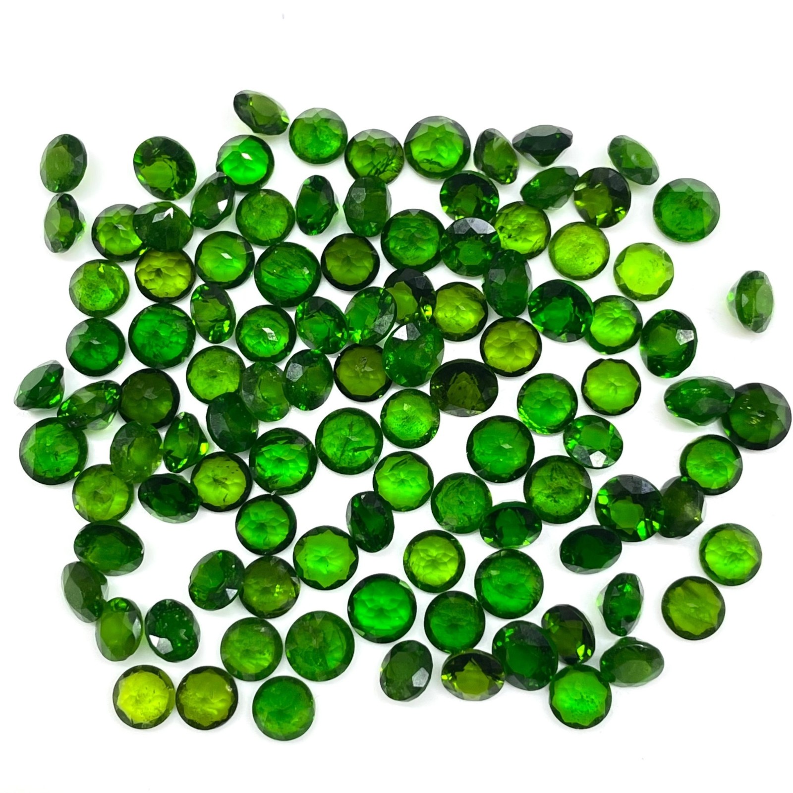 10 Pcs Natural Chrome Diopside 5mm Round Cut Vivid Green Loose Gemstones Lot