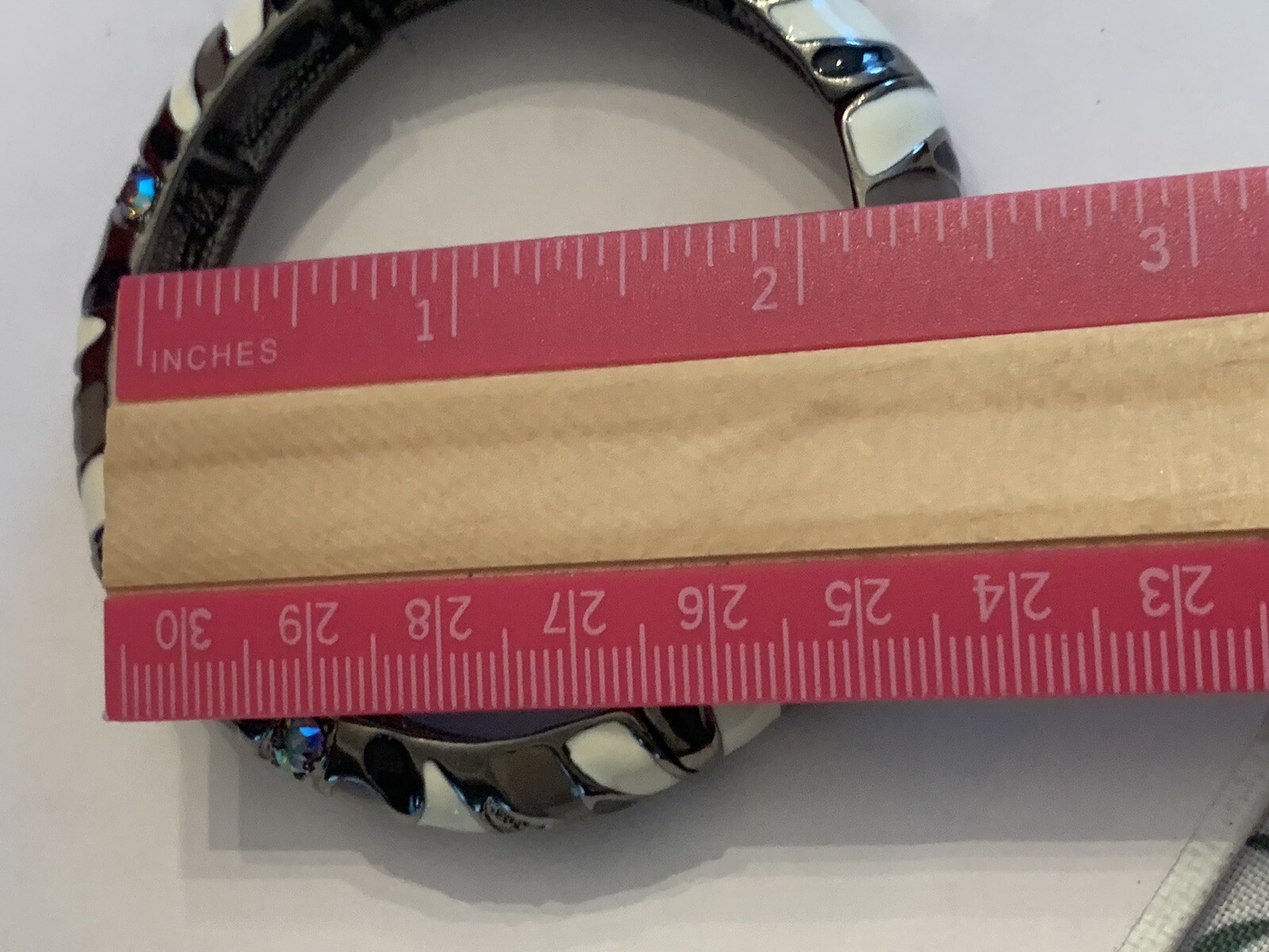 Joan Rivers Black/ Gray/ White Enamel Elastic Bracelet AB Crystals – BinT