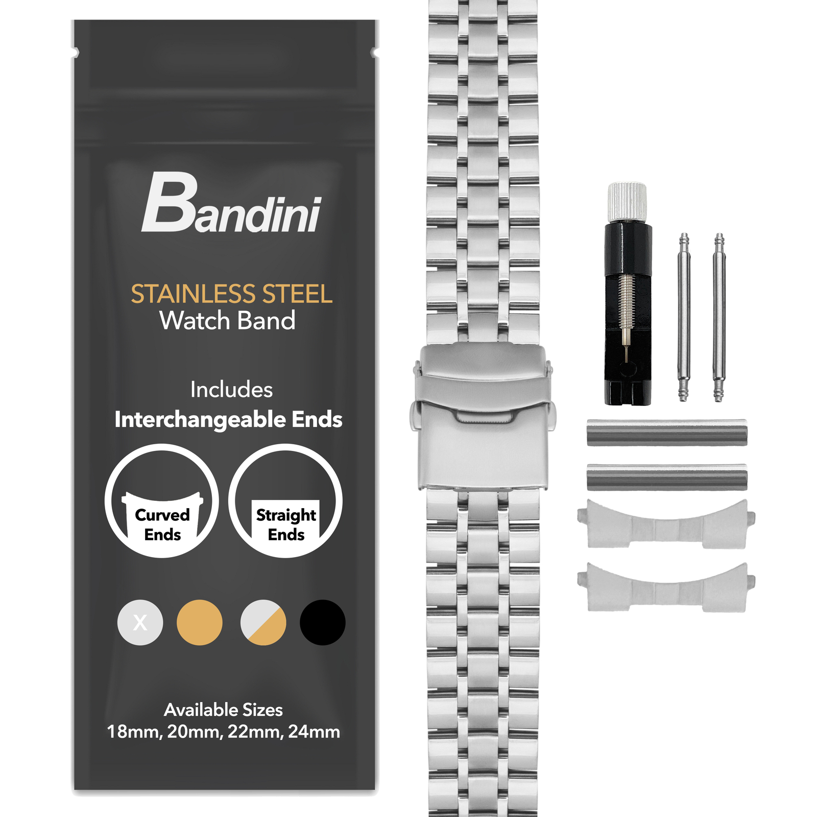 20mm Steel Metal Watch Band Brick Link Strap for Armand Nicolet JH9 Datum, MH2