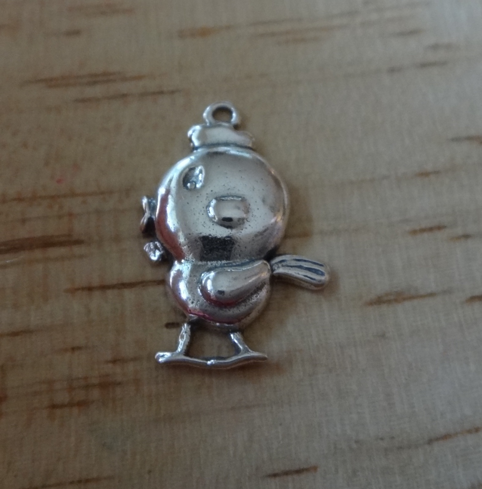 Sterling Silver 20x13mm Chicken Whimsical Cute Chick Charm