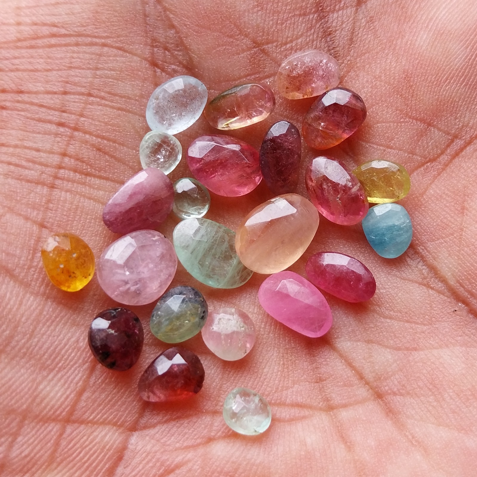 21 Carat 4.5×5 to 7×10 MM Natural Multi Color Tourmaline Rose Cut 23 Piece Lot