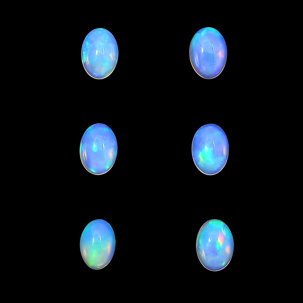 Natural Ethiopian Opal 6 Piece 5x7x3 mm Oval Shape Polished Gemstone LS129-06647