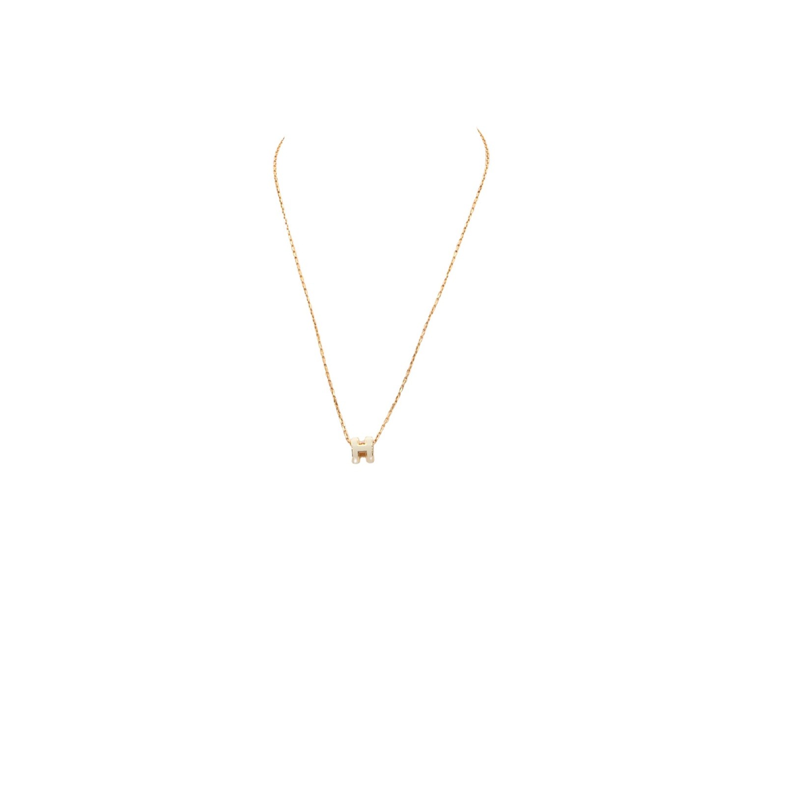 HERMES Mini Pop H Necklace White Enamel H147992FO