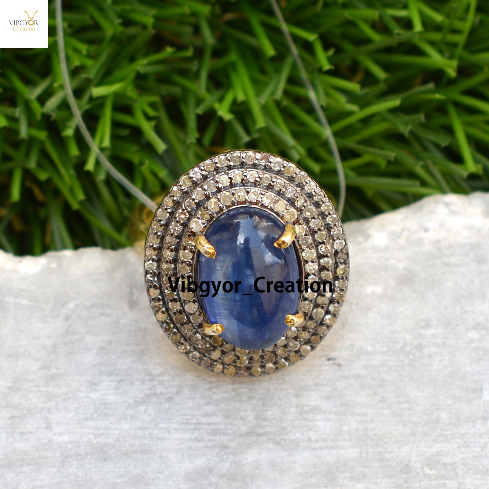 Sale! Tanzanite Gemstone Ring 925 Silver Pave Diamond Jewelry Gold Vermeil Gift