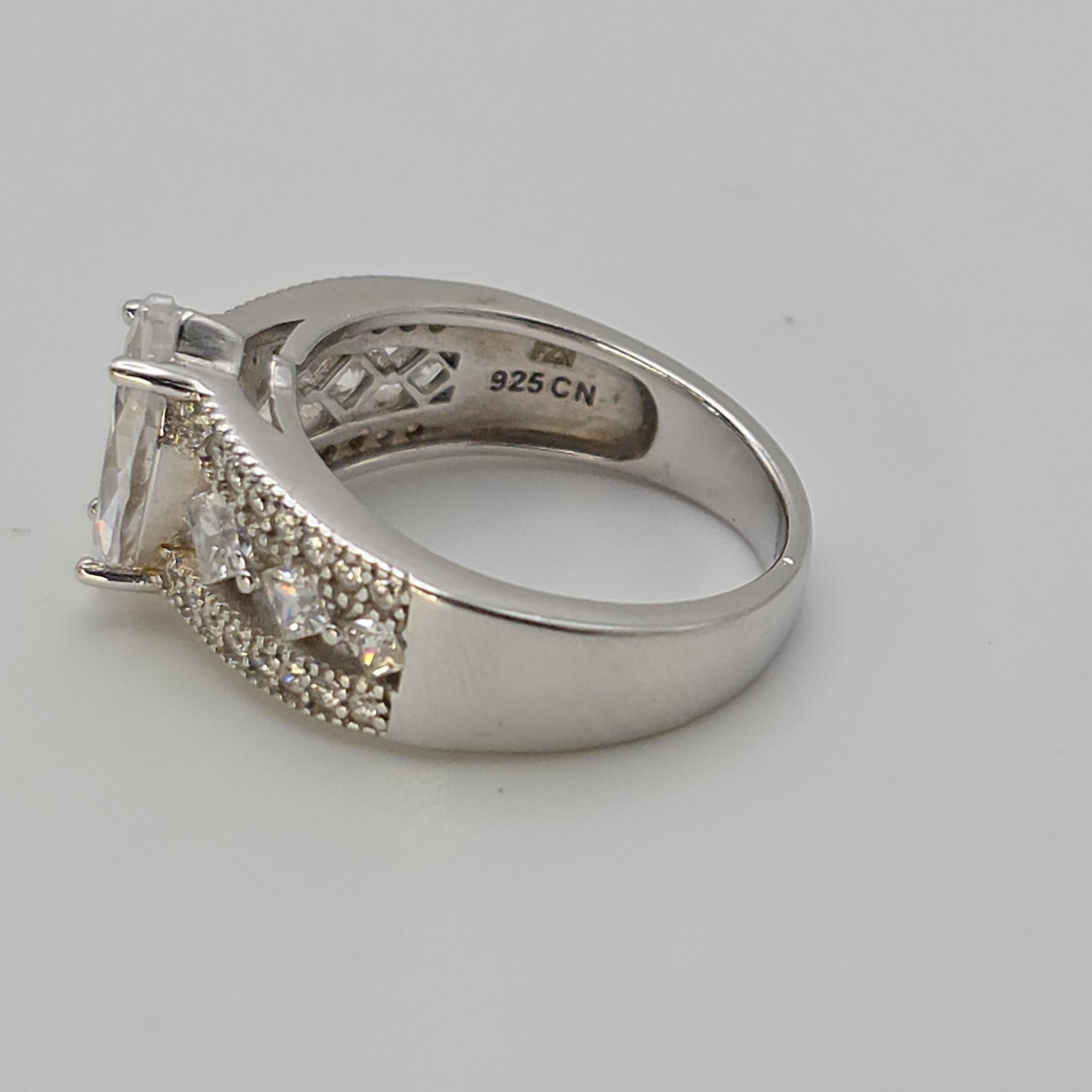 FUZION CREATIONS FZN Ring 925 Sterling Silver Marquise Cut Cubic Zirconia Size 7