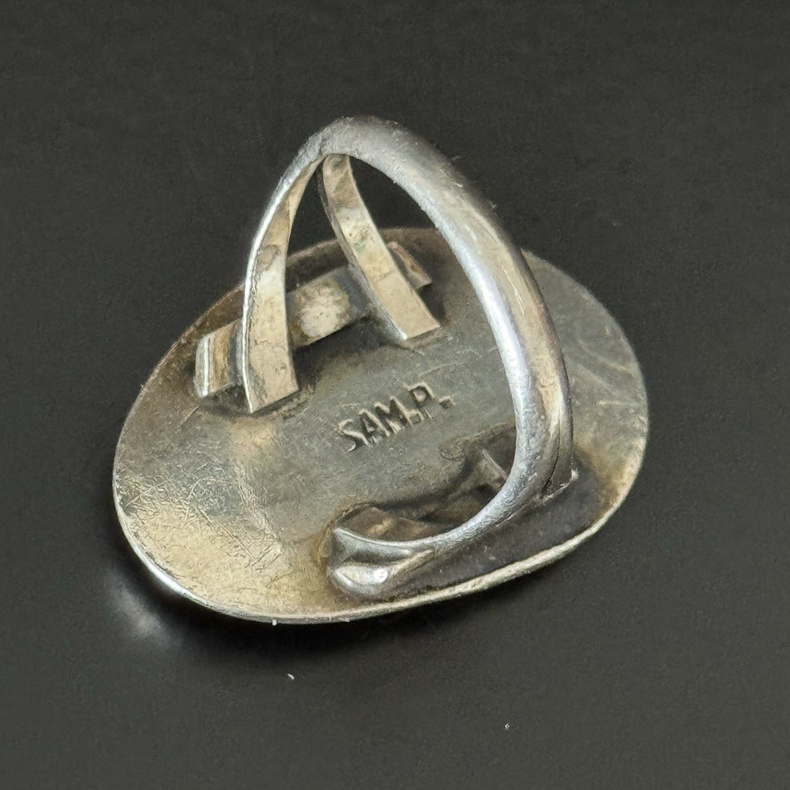 Vintage Navajo Sam P Stamped Sterling Silver 925 Turquoise Ring Size 10