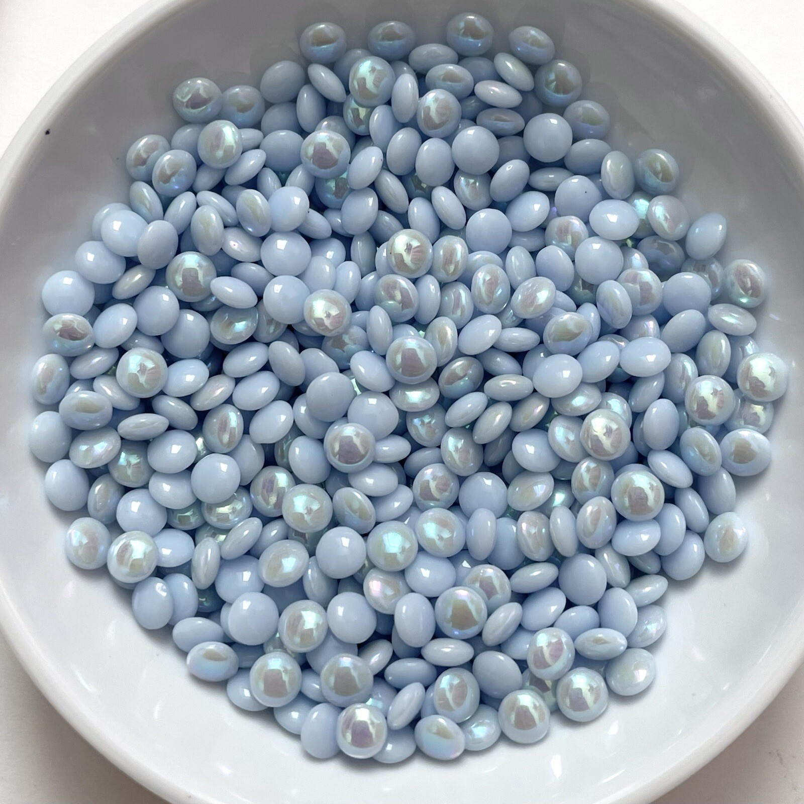 48 Vintage AB Baby Blue Cabochons 4mm Glass West German SS17 Stones C6-52