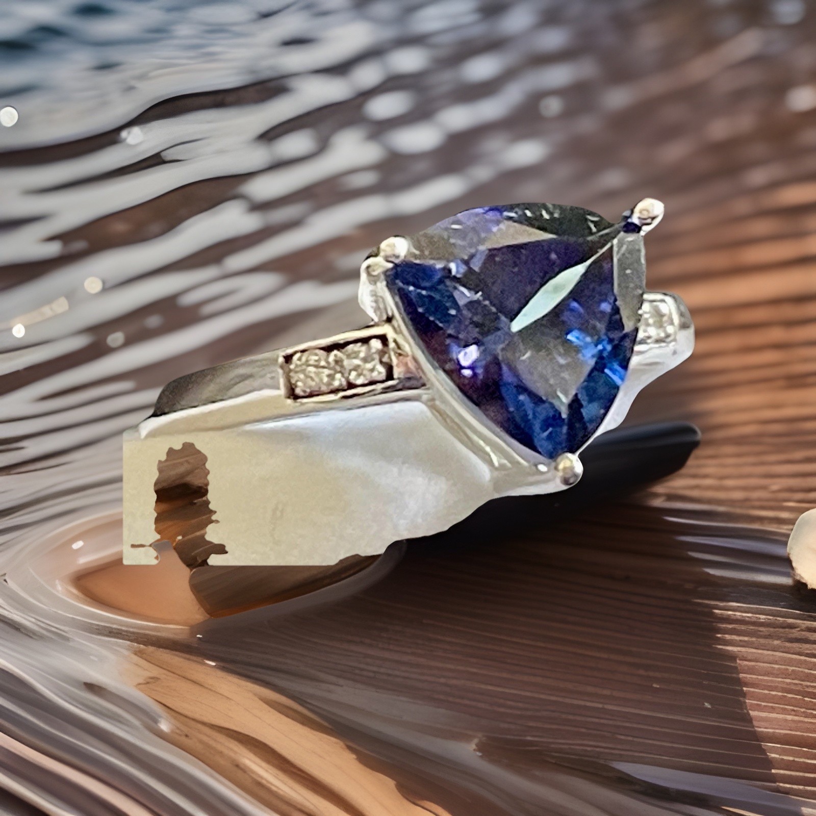 Royal Blue Topaz Trillion Cut Ring 4.07ct Sterling Silver Sz 8 LE 1/153
