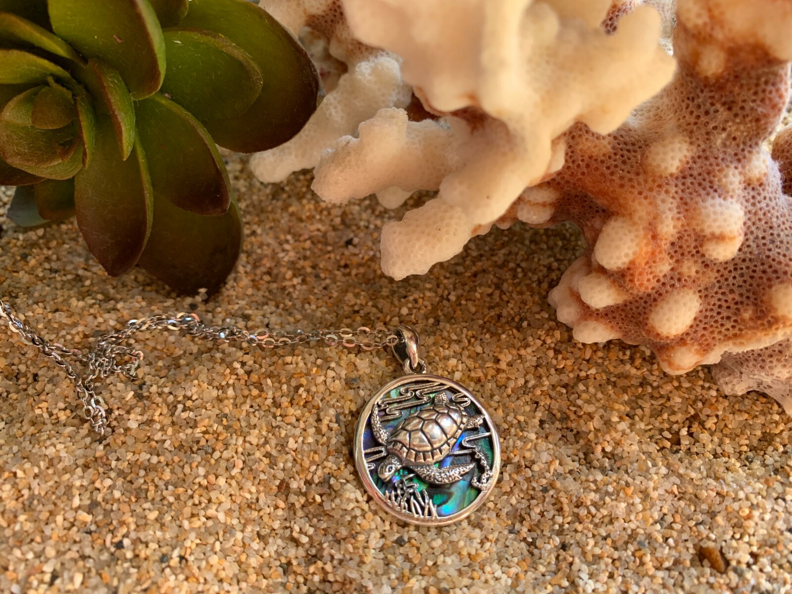Sterling Silver Turtle Necklace – Colorful Abalone Shell Neckless for Women, Mot