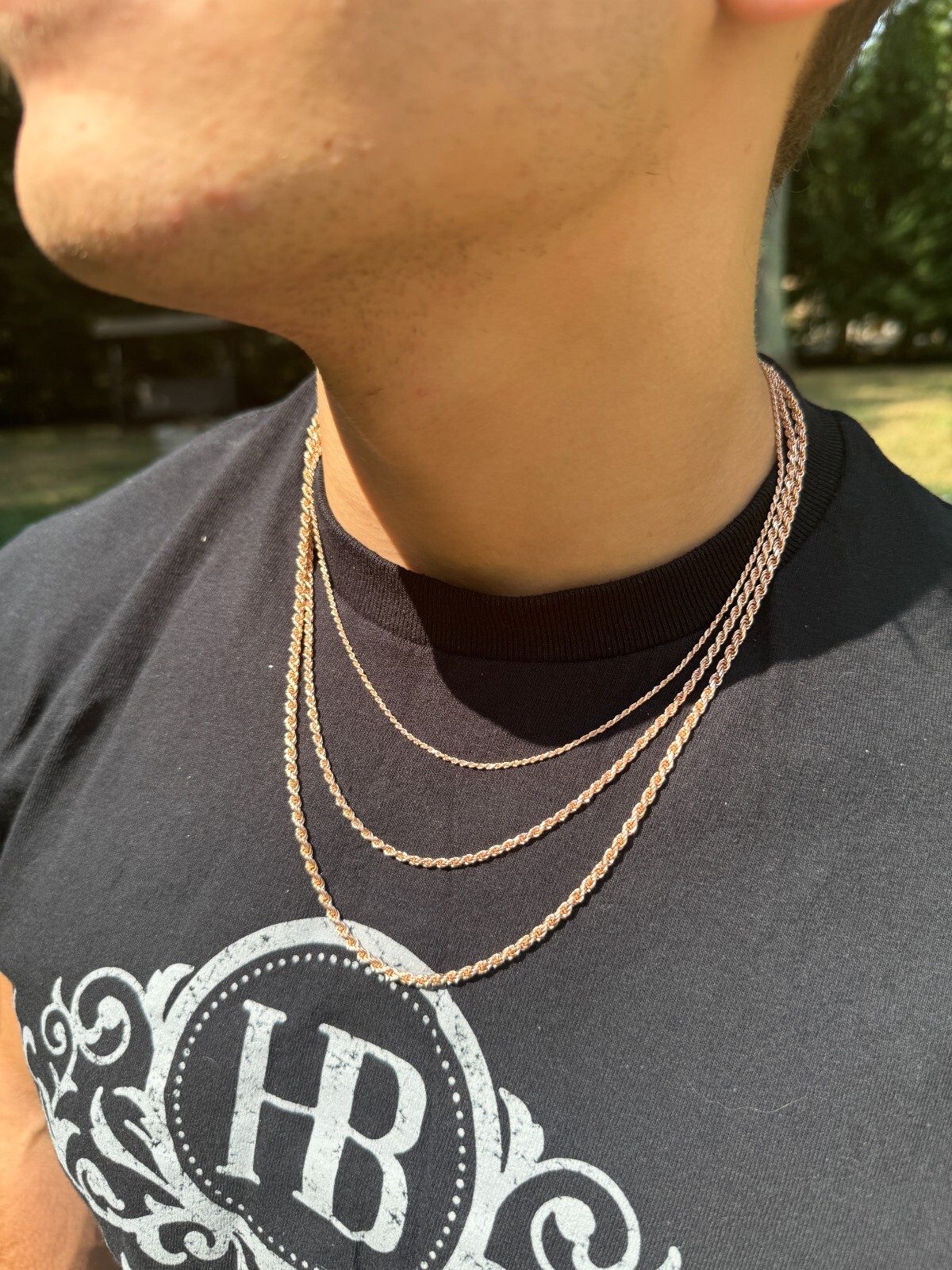 Real 14k Rose Gold Over Solid 925 Silver Rope Chain 1.5-6mm Necklace Mens Ladies