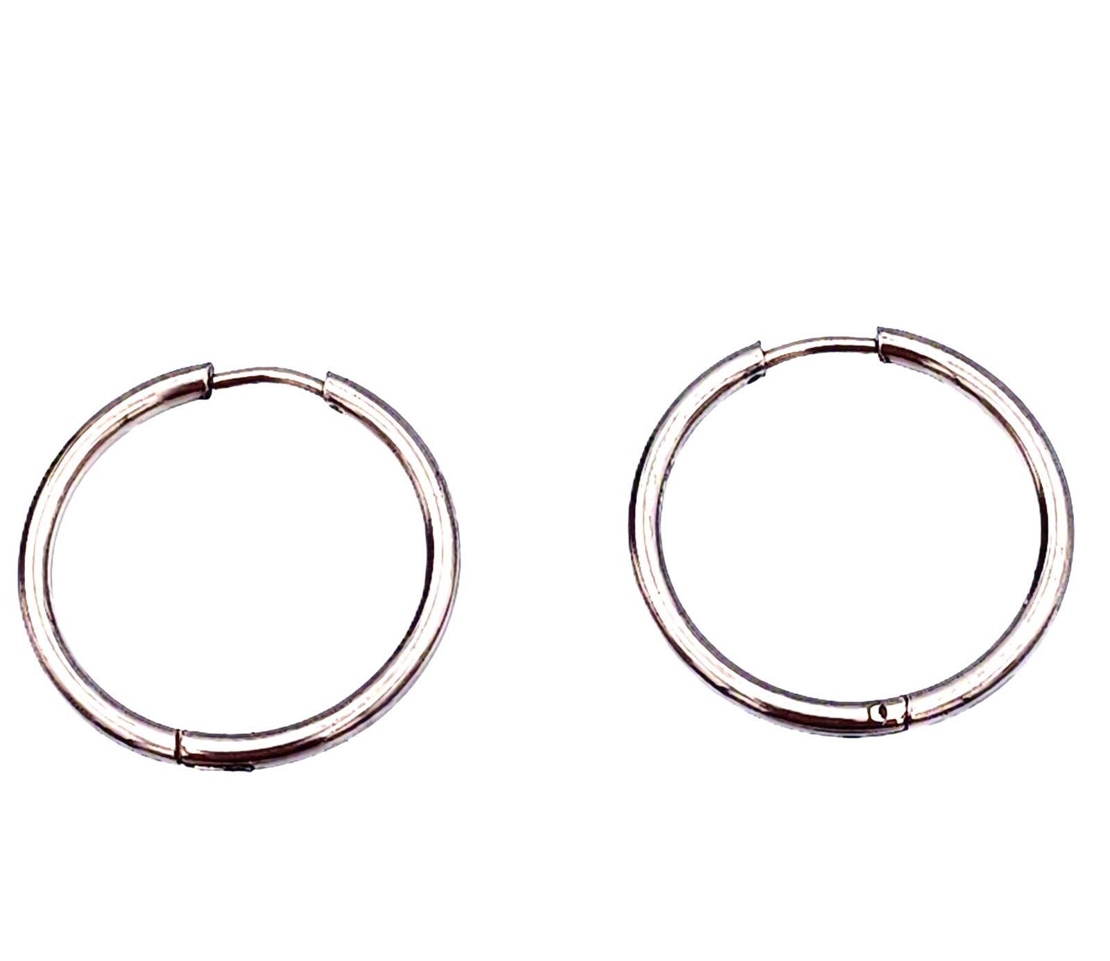 Stainless Steel Hoop Earrings Polished Round Huggie Minimalist Geometric Silver