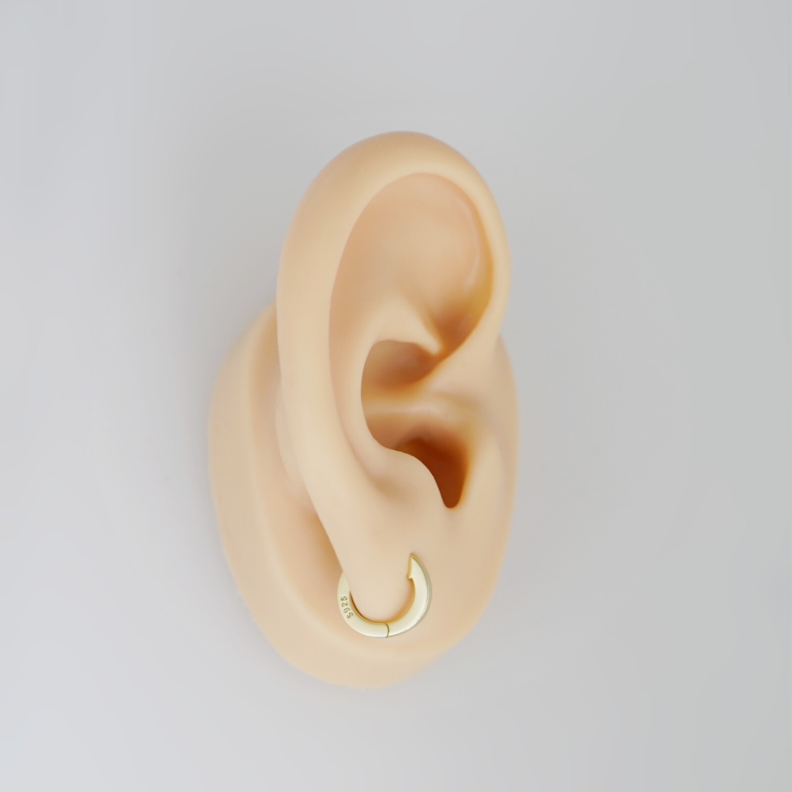 Gold on Sterling Silver Small Latch Back U Hoop Huggie Hinged Earrings