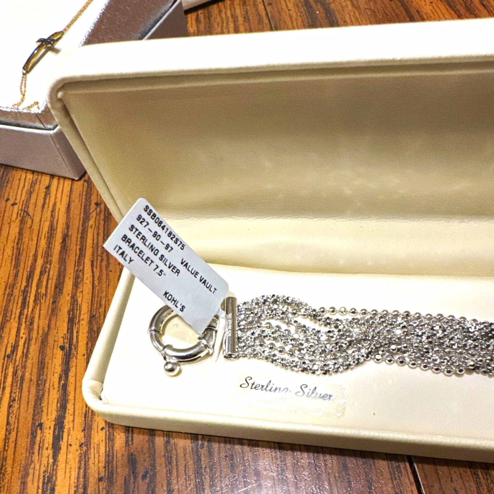 925 Sterling Silver Multi-Strand Ball/Bead Chain Toggle Bracelet 7.5 in